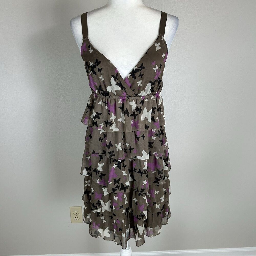 Old Navy Women’s Butterfly Mini Dress Size S Tiered Ruffle Layered Fairy Cottage
